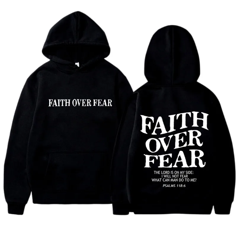 FAITH OVER FEAR Print Hoodies  - Fear Of God Essential 评论和价格
