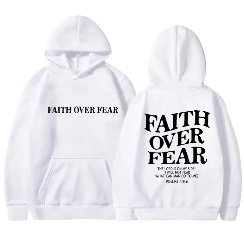 FAITH OVER FEAR Print Hoodies  - Fear Of God Essential 评论和价格