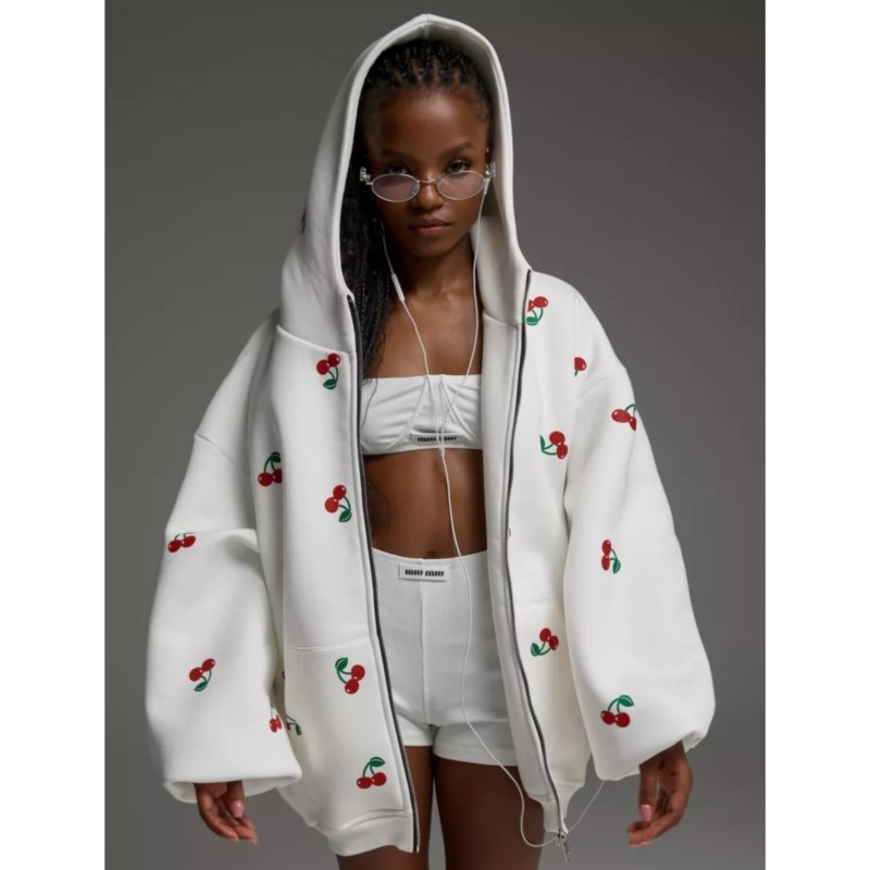 Women's Cherry Printed Sweatsh - Streetwear Brand New 评论和价格