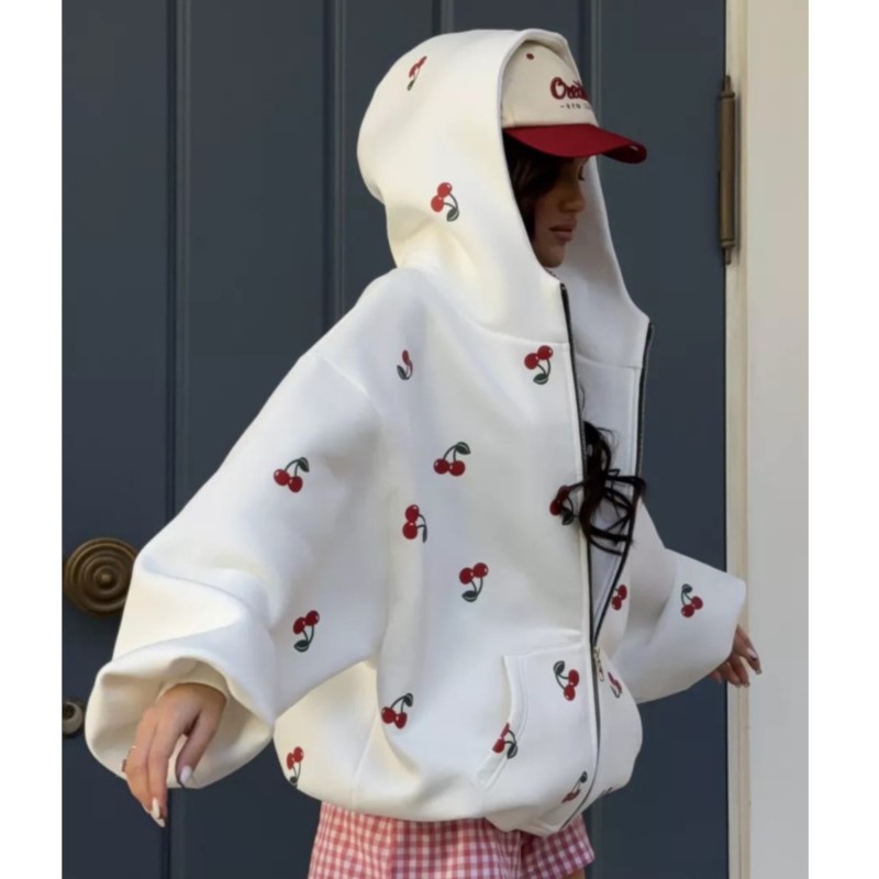 Women's Cherry Printed Sweatsh - Streetwear Brand New 评论和价格